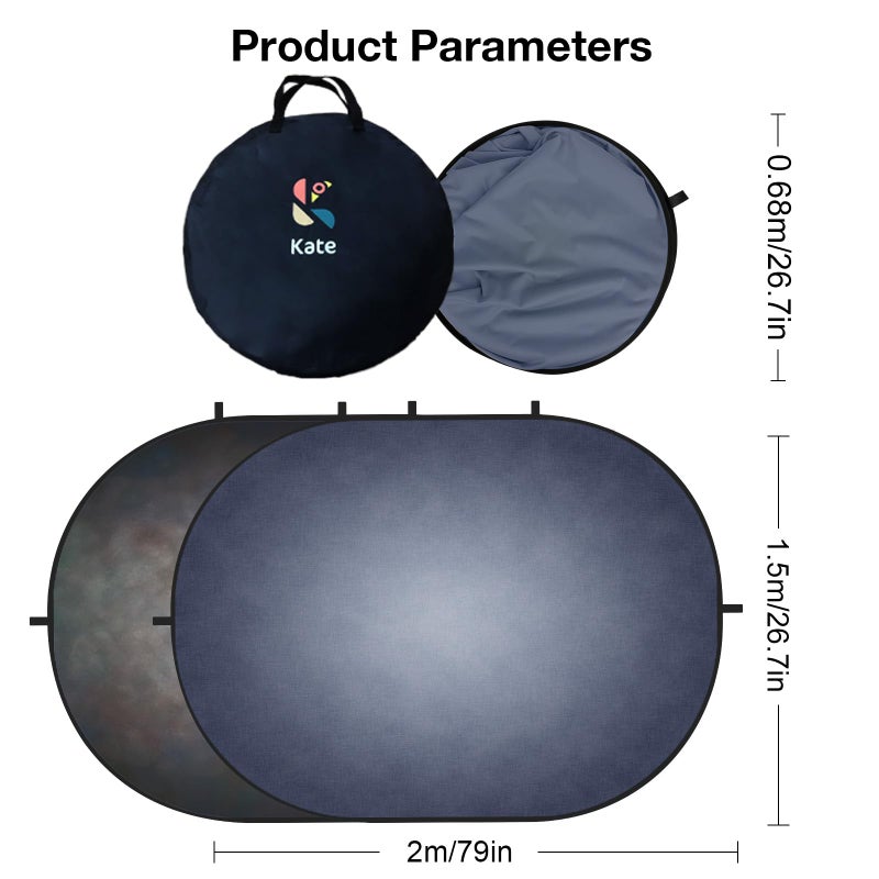 Kate 5x6.5ft(1.5x2m) Dark Grey Collapsible Backdrop Texture Folding Double Sided Pop up Backdrops for Photoshoot, Home Video Conference - Image 5